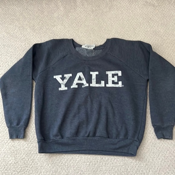 YALE recycled karma distressed look collegiate sweatshirt Sz S - Picture 1 of 5
